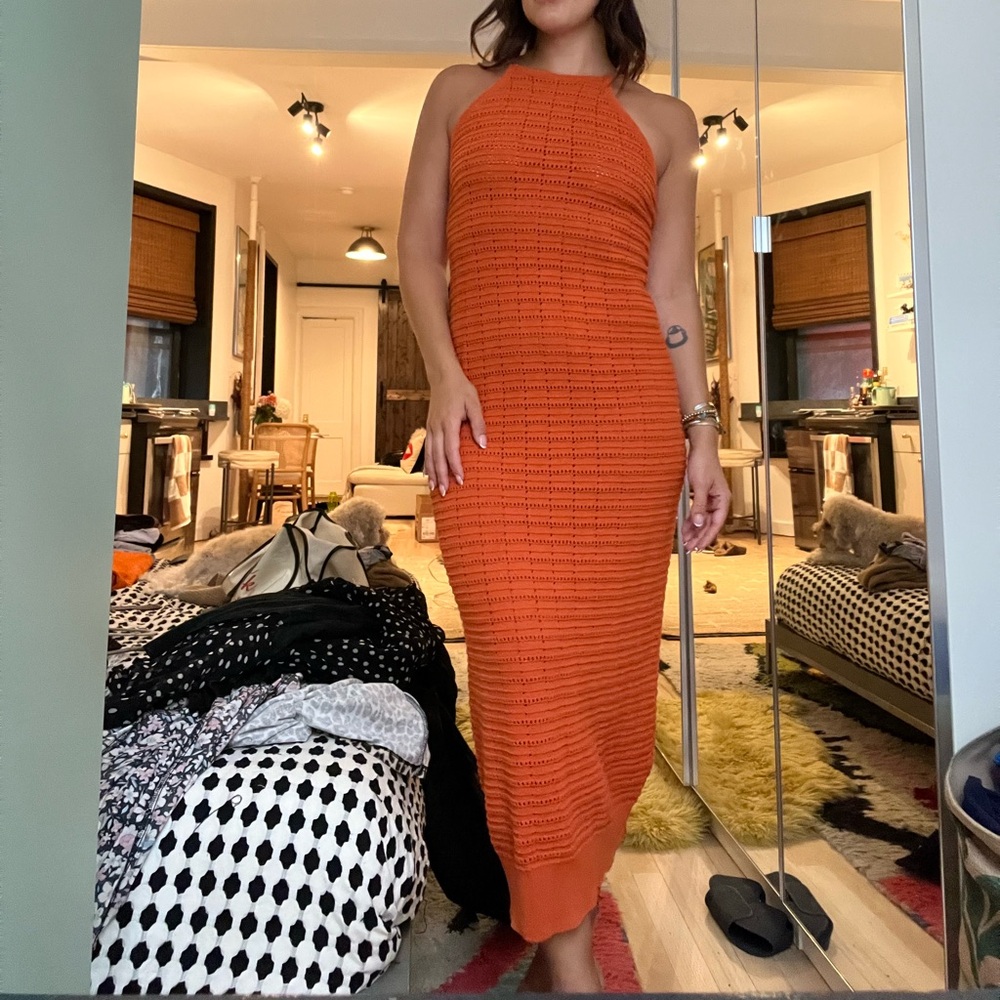 Orange Halter Neck Dress